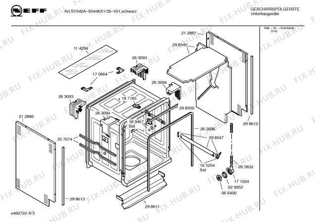 Взрыв-схема посудомоечной машины Neff S5446X1 Art:SV540A - Схема узла 03