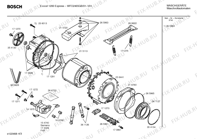 Взрыв-схема стиральной машины Bosch WFO2465GB Exxcel 1200 Express - Схема узла 03