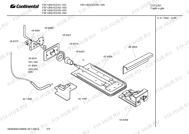 Взрыв-схема плиты (духовки) Continental FSF12K61ED - Схема узла 05