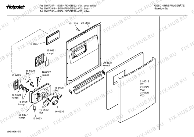 Взрыв-схема посудомоечной машины Hotpoint SGSHPK4GB DWF35P - Схема узла 02