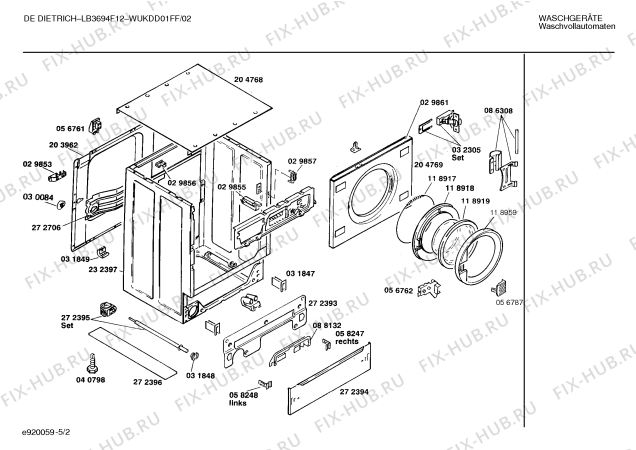Схема №2 WUKDD01FF DE DIETRICH LB3694F13 с изображением Панель управления для стиральной машины Bosch 00273120