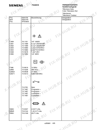 Взрыв-схема телевизора Siemens FS208V6 - Схема узла 09