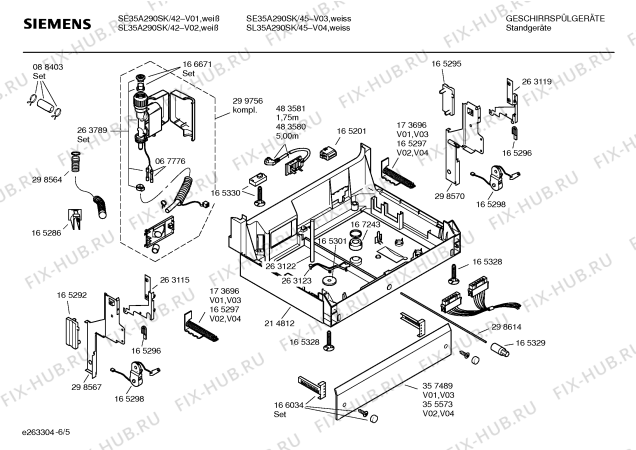 Взрыв-схема посудомоечной машины Siemens SE35A290SK - Схема узла 05