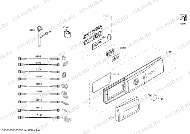 Схема №1 CM1001KTR с изображением Панель управления для стиральной машины Bosch 00741195