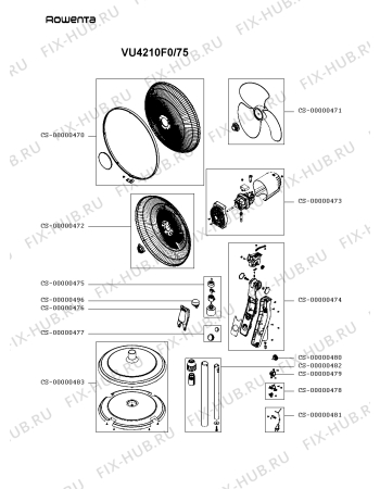 Схема №1 VU4210F0/75 с изображением Часть корпуса для электрообогревателя Rowenta CS-00000483