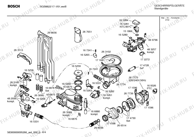 Взрыв-схема посудомоечной машины Bosch SGS8822 Exclusiv - Схема узла 04