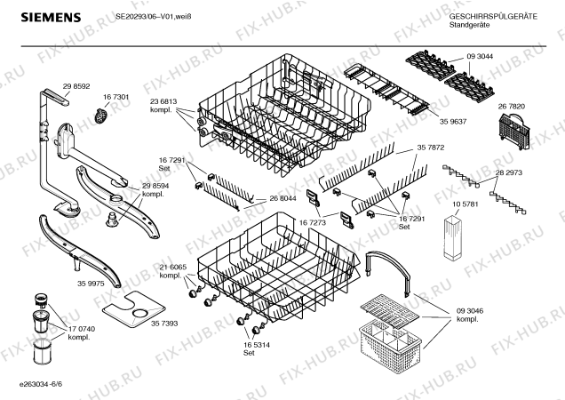 Взрыв-схема посудомоечной машины Siemens SE20293 HiSense - Схема узла 06