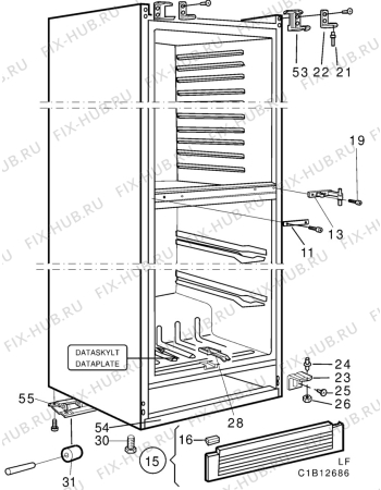 Взрыв-схема холодильника Elektra KF340 - Схема узла C10 Cabinet