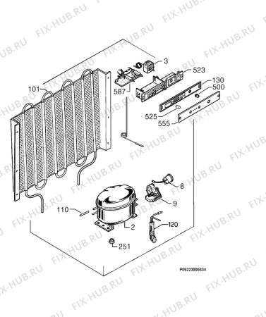 Взрыв-схема холодильника Rex CI800FB - Схема узла Cooling system 017