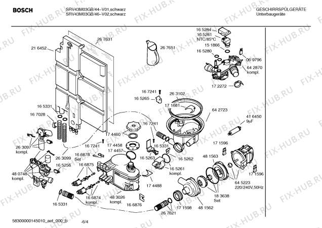 Схема №2 SRV43M03GB с изображением Инструкция по эксплуатации для электропосудомоечной машины Bosch 00545506