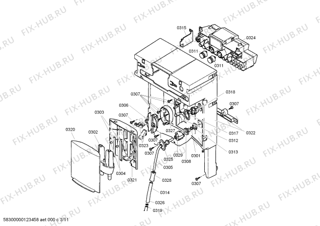 Схема №2 3CF458XP Balay с изображением Модуль управления для электрокофемашины Bosch 00651256