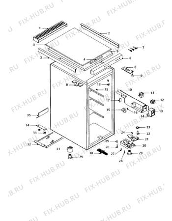 Взрыв-схема холодильника Electrolux EU0942T - Схема узла Cabinet + armatures