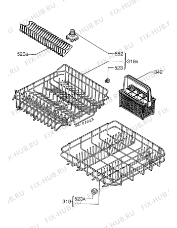 Взрыв-схема посудомоечной машины Zanussi ID6245S - Схема узла Baskets, tubes 061