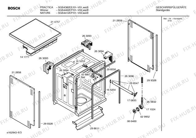 Взрыв-схема посудомоечной машины Bosch SGS4412EP NATURE - Схема узла 03