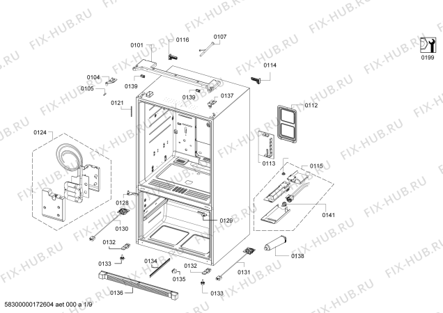 Схема №1 KFN91PJ20N с изображением Поднос для холодильника Siemens 00747936