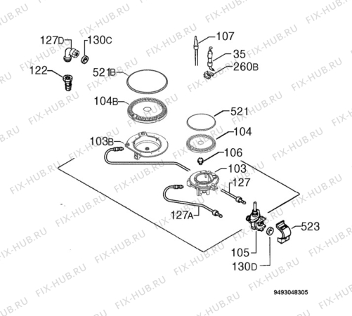 Взрыв-схема плиты (духовки) Electrolux EHG30210X - Схема узла Functional parts 267