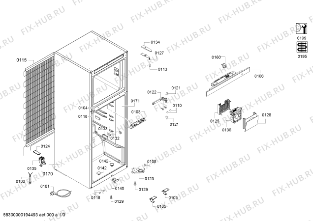 Схема №2 KDV58VL30N, Bosch с изображением Модуль управления, незапрограммированный для холодильника Bosch 12010149