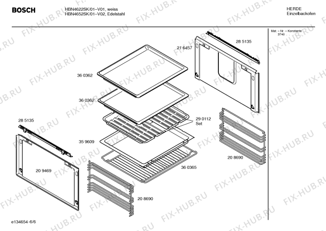 Схема №3 HBN4622SK с изображением Инструкция по эксплуатации для плиты (духовки) Bosch 00583671