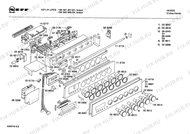 Схема №3 195302058 1071.41LPCS с изображением Панель для электропечи Bosch 00115607