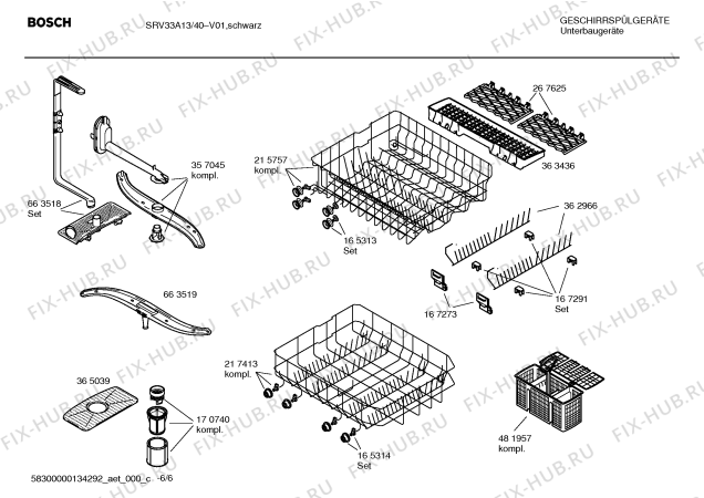 Схема №1 SRV43A23 с изображением Инструкция по эксплуатации для посудомойки Bosch 00699877
