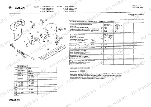 Взрыв-схема холодильника Bosch 0700254665 KSZ260 - Схема узла 02