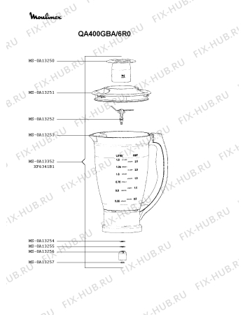 Взрыв-схема кухонного комбайна Moulinex QA400GBA/6R0 - Схема узла JP004131.1P4