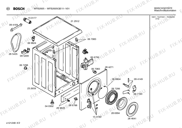 Взрыв-схема стиральной машины Bosch WFB2005GB BOSCH WFB 2005 - Схема узла 02