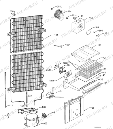 Взрыв-схема холодильника Electrolux ENA3851X - Схема узла Cooling system 017