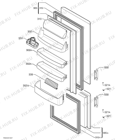 Взрыв-схема холодильника Zanker USD320 - Схема узла Door 003