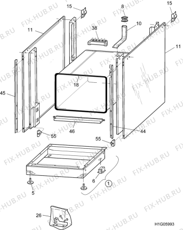 Взрыв-схема плиты (духовки) Electrolux EK6274A - Схема узла H10 Chassis