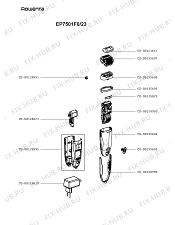 Схема №1 EP7502C0/23 с изображением Крышка для бритвы (эпилятора) Rowenta CS-00128990