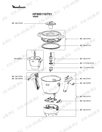 Взрыв-схема кухонного комбайна Moulinex HF900110/701 - Схема узла HP005293.7P3