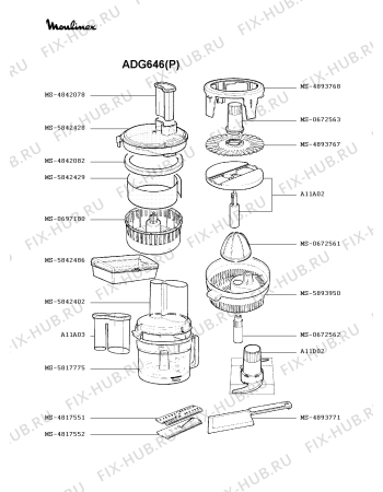 Схема №1 ADG544(Q) с изображением Запчасть  для кухонного измельчителя Moulinex MS-4893771