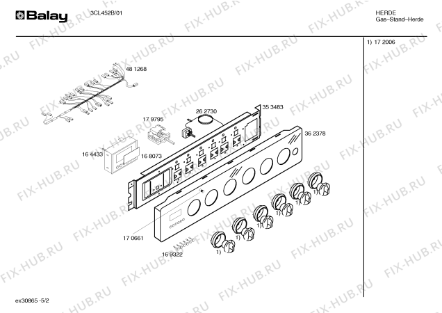 Схема №1 3CL452B с изображением Инструкция по эксплуатации для плиты (духовки) Bosch 00528831