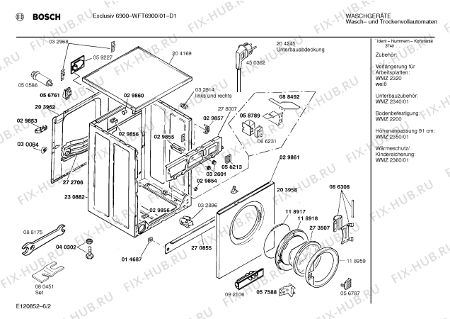 Взрыв-схема стиральной машины Bosch WFT6900 WFT 6900 - Схема узла 02
