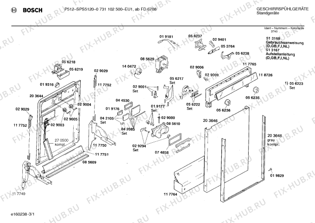 Схема №2 0731102511 P512 с изображением Инструкция по эксплуатации для посудомоечной машины Bosch 00513168