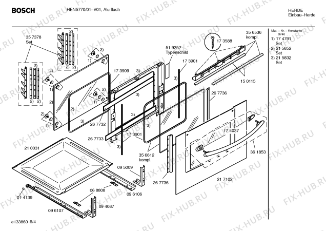 Схема №1 HEN5770 Bosch с изображением Инструкция по эксплуатации для плиты (духовки) Bosch 00528504