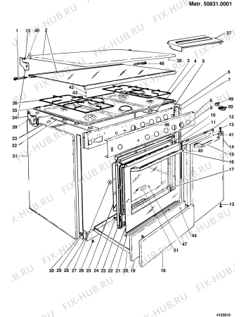 Взрыв-схема плиты (духовки) Indesit K7400WPG (F013508) - Схема узла