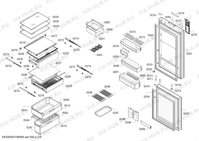 Схема №1 KDN56SM40N с изображением Крышка для холодильной камеры Bosch 00657169