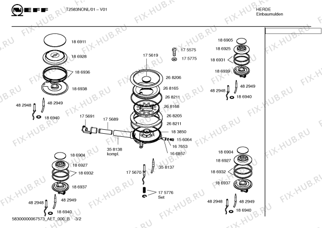 Взрыв-схема плиты (духовки) Neff T2583N0NL - Схема узла 02