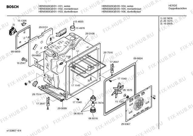 Взрыв-схема плиты (духовки) Bosch HBN9360GB - Схема узла 04