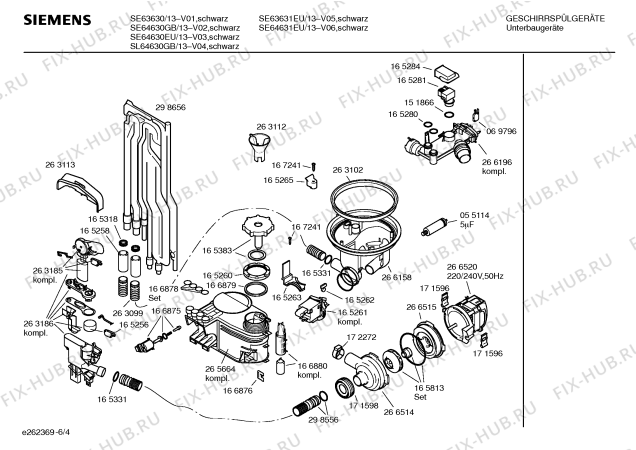 Взрыв-схема посудомоечной машины Siemens SE64631EU - Схема узла 04