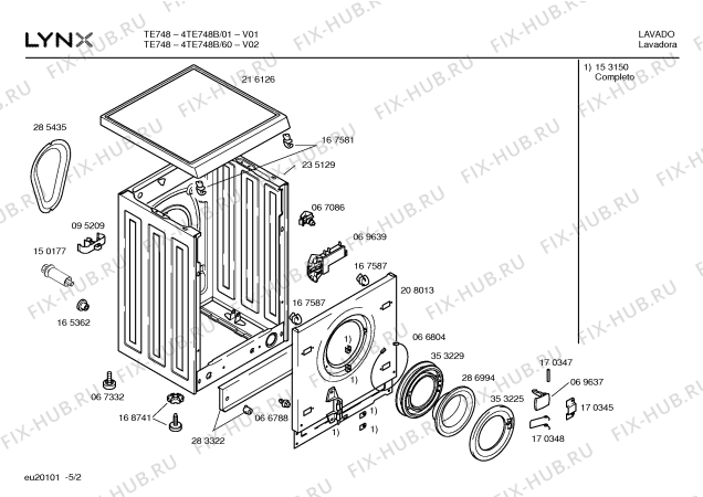 Схема №1 4TE748B TE748 с изображением Инструкция по эксплуатации для стиральной машины Bosch 00580144