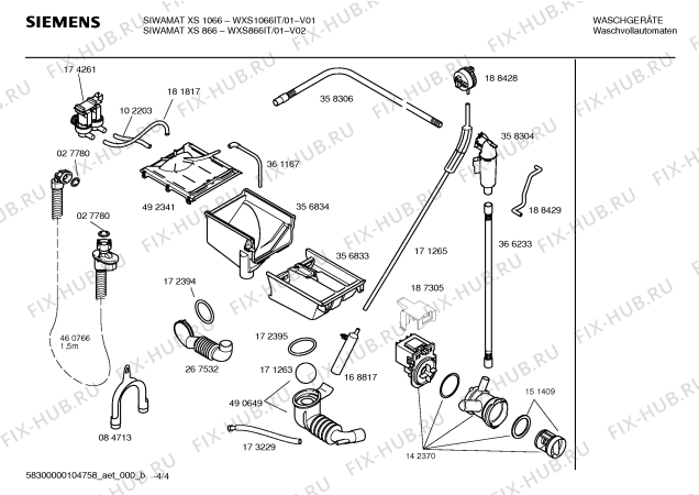 Взрыв-схема стиральной машины Siemens WXS866IT SIWAMAT XS866 - Схема узла 04