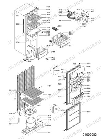 Схема №1 ARF 247 LH с изображением Панель ящика для холодильной камеры Whirlpool 481240448968