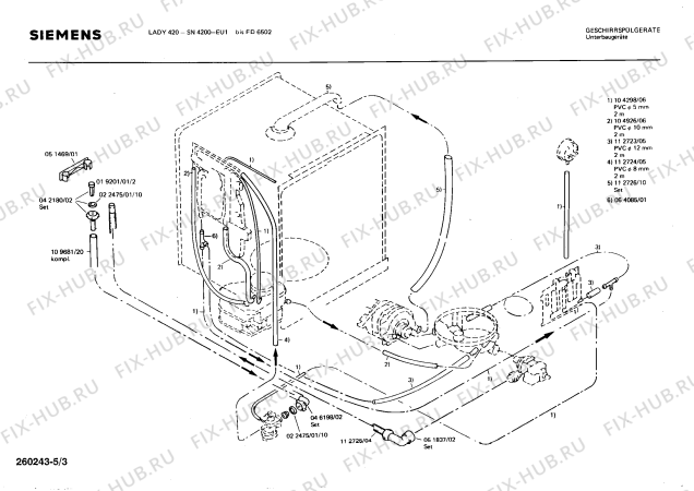 Взрыв-схема посудомоечной машины Siemens SN4200 - Схема узла 03