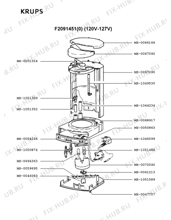 Взрыв-схема кофеварки (кофемашины) Krups F2091451(0) - Схема узла PP001568.5P2