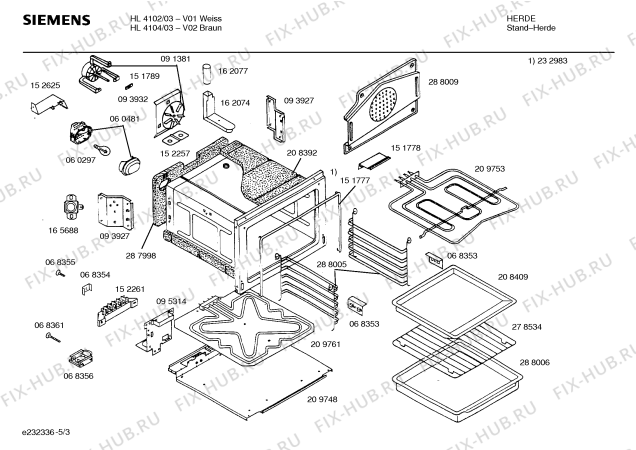 Схема №1 HL4104 с изображением Планка для духового шкафа Siemens 00297528
