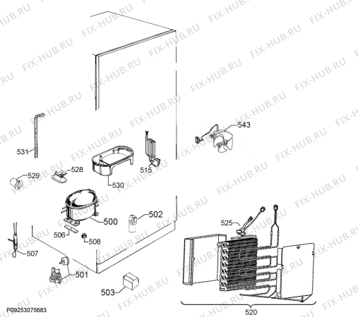 Взрыв-схема холодильника Zanussi ZRB38224XV - Схема узла Cooling system 017