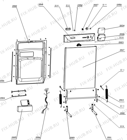 Схема №1 MI62210FX (279892, WQP12-9346B) с изображением Держатель двери для посудомойки Gorenje 250757